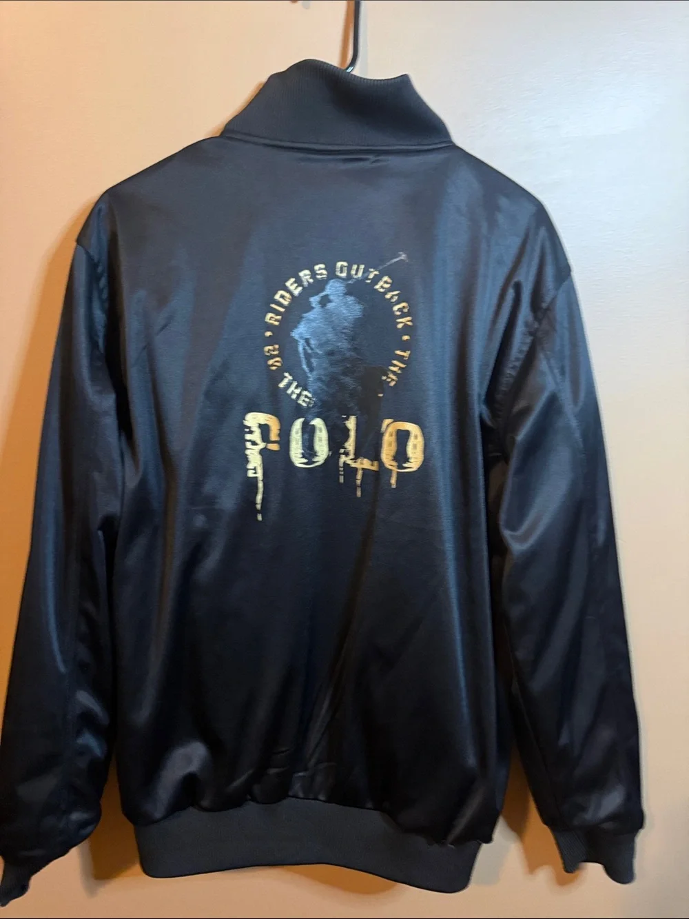 Polo by Ralph Lauren Black Bomber Jacket with Stand-Up Collar(Reversable)